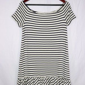 Hatch Maternity Dress Size 2 Scoop Neck Stripe Ruffle Short Sleeve